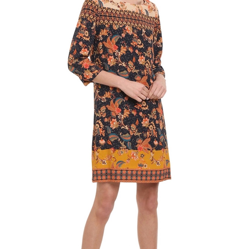Desigual Floral Print Shift Dress EU 38 (US 6) | 3/4 Sleeve